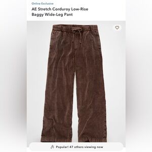 American Eagle Elastic Waist Brown Corduroy Pants